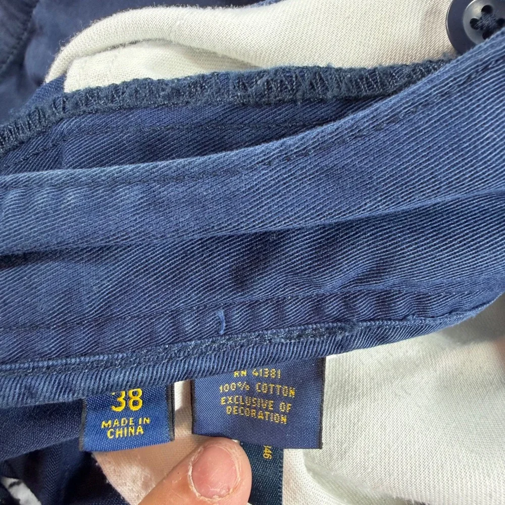 Polo Ralph Lauren Shorts Mens 38 Navy Blue Excellent Relaxed Fit Chino Cotton